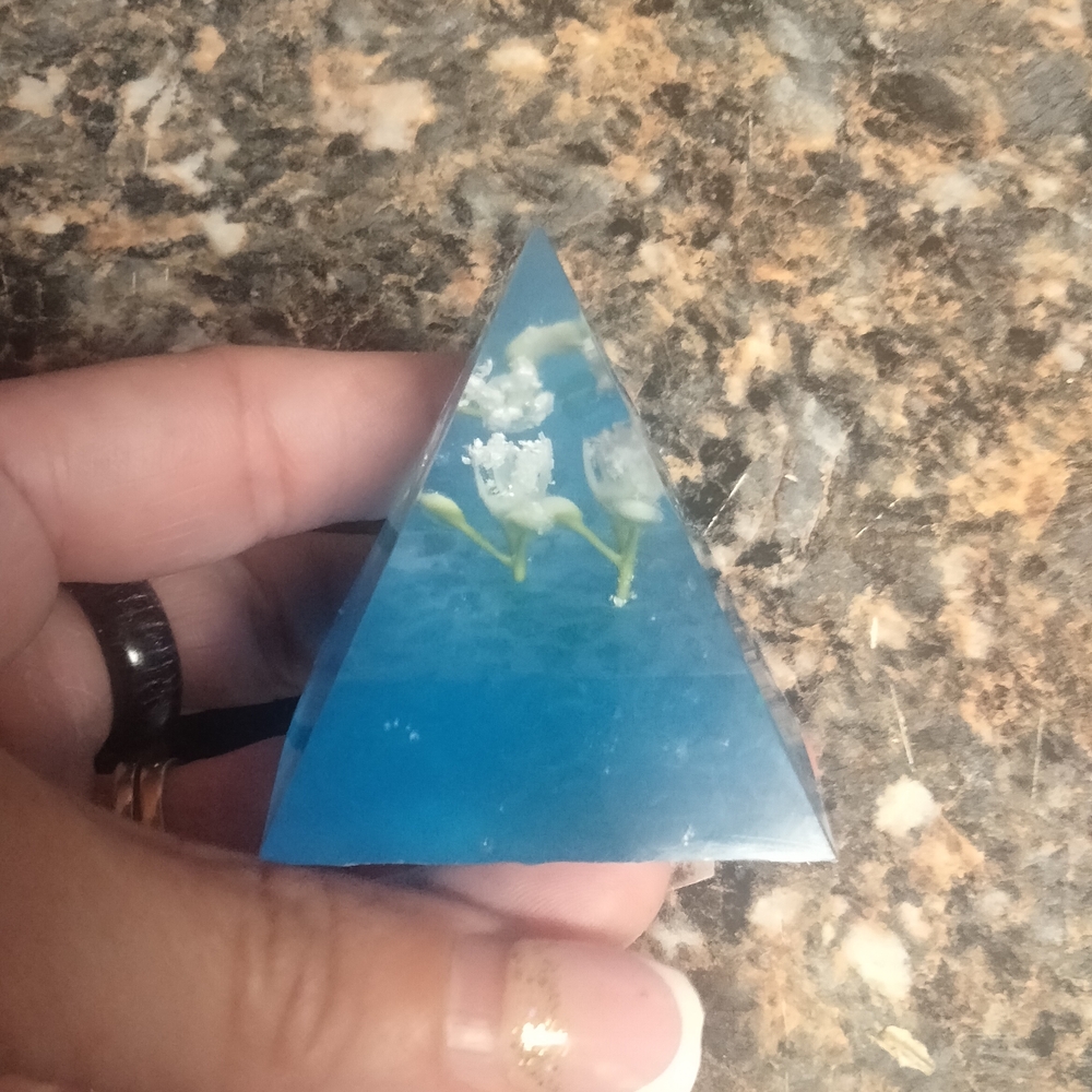 Blue Pyramid Resin Paperweight